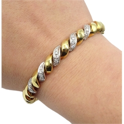  Mouawad 18ct gold articulated bracelet, pave set round cut diamonds, signed Mouawad, approx 37.2gm  