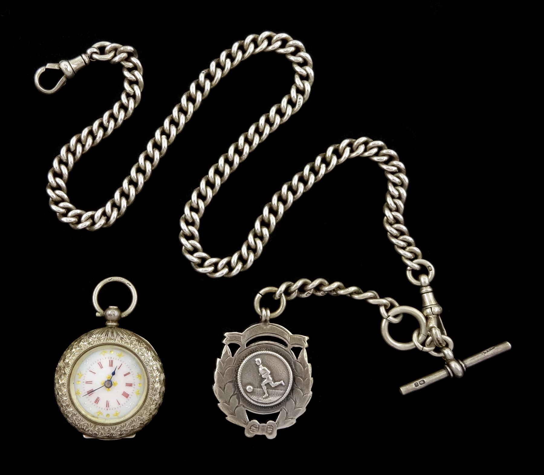 Victorian silver Albert watch chain by Henry Allday Son Wrist