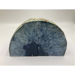 Pair of blue agate, natural edged bookends, H13cm