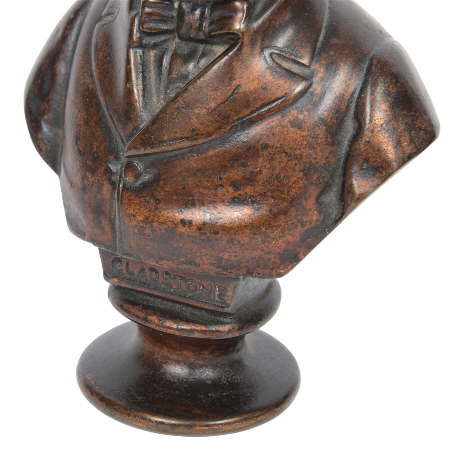 Cast metal bust of Gladstone with a bronze finished, H23cm