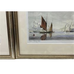 Charles Bell (Welsh Contemporary): 'Boats at Anchor Conwy', pair limited edition prints signed in pencil 28cm x 41cm (2)