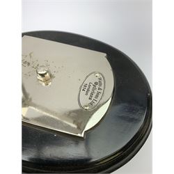 Reproduction Watts & Sons Ltd desk magnifying glass on ebonised base H26cm