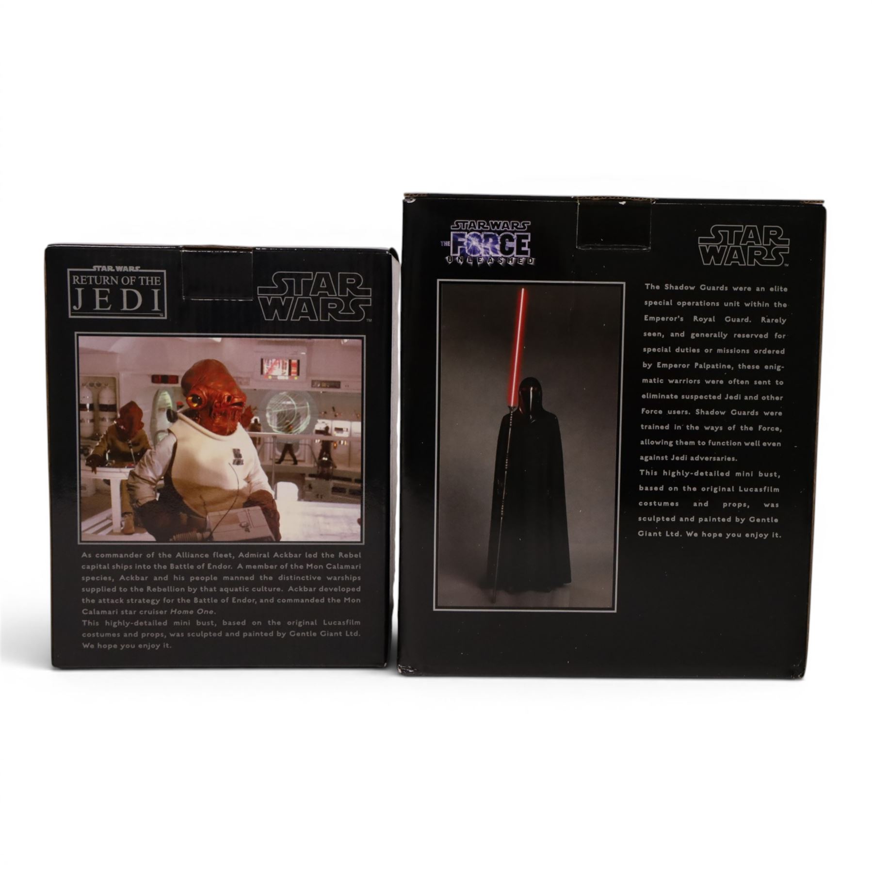 Two Gentle Giant limited edition Star Wars Collectible Mini Busts, Admiral Ackbar and The Force Unleashed Shadow Guard, both boxed with certificates