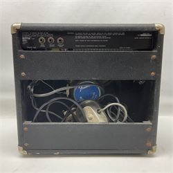 Aria Sinsonido mahogany electric travel guitar, serial no.0502385 L86cm; in original gig bag with earphones and GM11 Minituner; together with Fender Sidekick Reverb 25 amplifier and Marshall MG Series 15DFX amplifier (3)