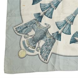 Hermes 'Egypte' silk scarf in blue and grey colourway, designed by Cathy Latham, 86cm x 90cm 