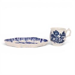 Worcester blue and white spoon tray, decorated in the Argument pattern, circa 1780-1785, L...