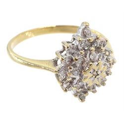 9ct gold diamond cluster ring, hallmarked