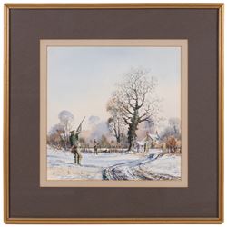 John Freeman (British 1942-): The Shooting Party, watercolour signed and dated '84, 26cm x 26cm