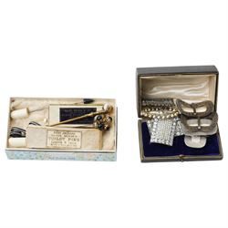 Collection of hat pins and paste set buckles