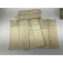 Quantity of WW2 specimens of bomb parts, parachute cord, ammunition cases, shrapnel etc which appear to have been on display in a museum and come with a detailed typed inventory and individual display cards giving description, where found and date