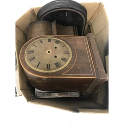 Collection of clock and watch parts - various cases some with movement, ebonised and marble plinths, various clock movements, clock dials, bezels, watches and watch parts etc... in two boxes