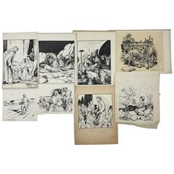 Helen Jacobs BWS (British 1888-1970): 'The Shining Way', collection of eight pen and ink illustrations, illustrated in Stella Mead's book of the same title pub. 1947, max 26cm x 22cm (8) (unframed)