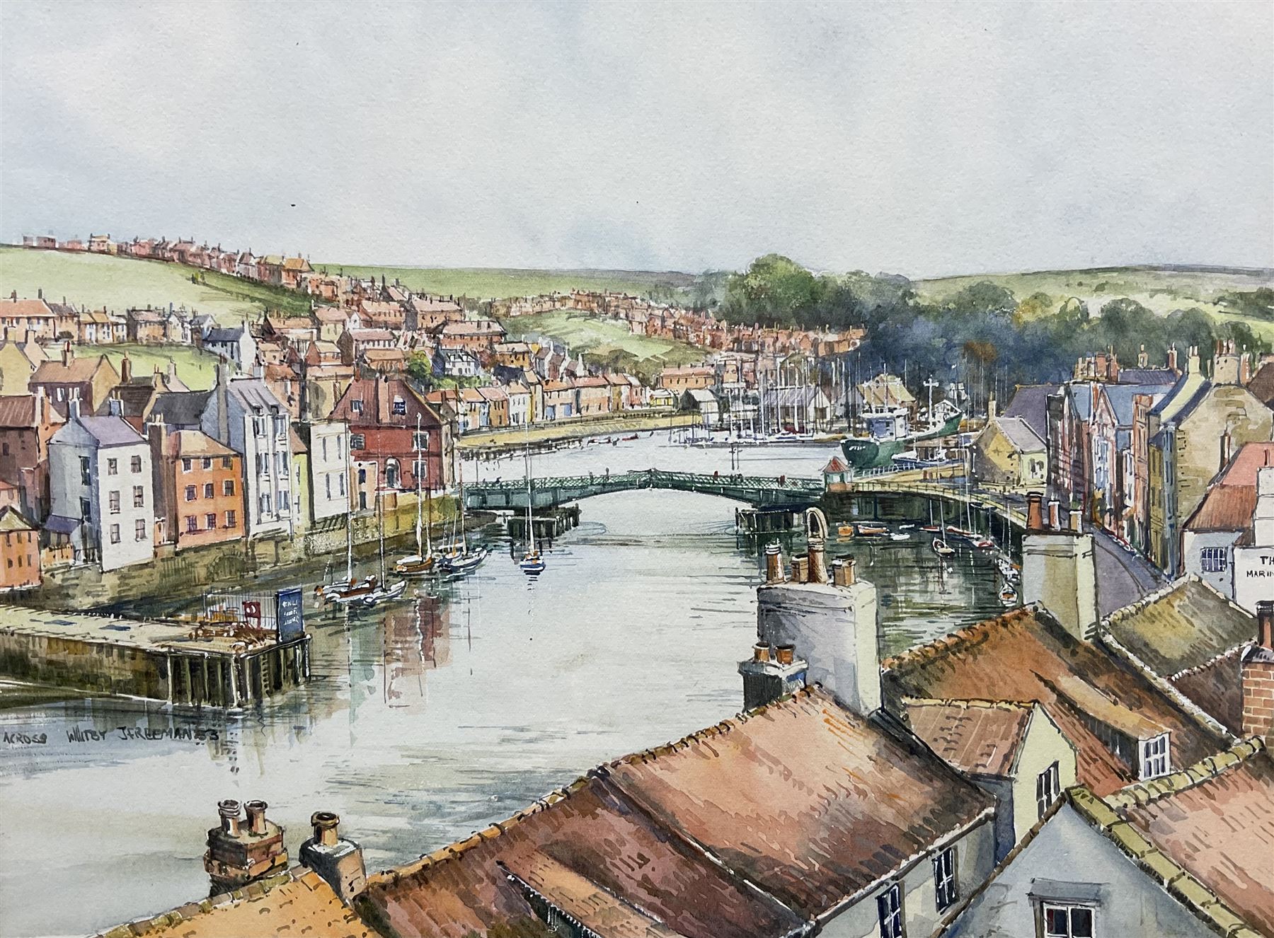 John Freeman (British 1942-): 'Across Whitby', watercolour signed titled and dated '83, 23cm x 30cm