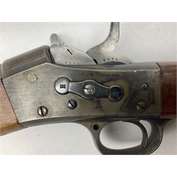 19th century Swedish Remington 8 by 58mm rolling block single action sporting rifle, dated 1888, with 82.5cm barrel marked with a Swedish crown and J.B. G.M., serial no.9775, L124cm FIREARMS CERTIFICATE REQUIRED OR RFD