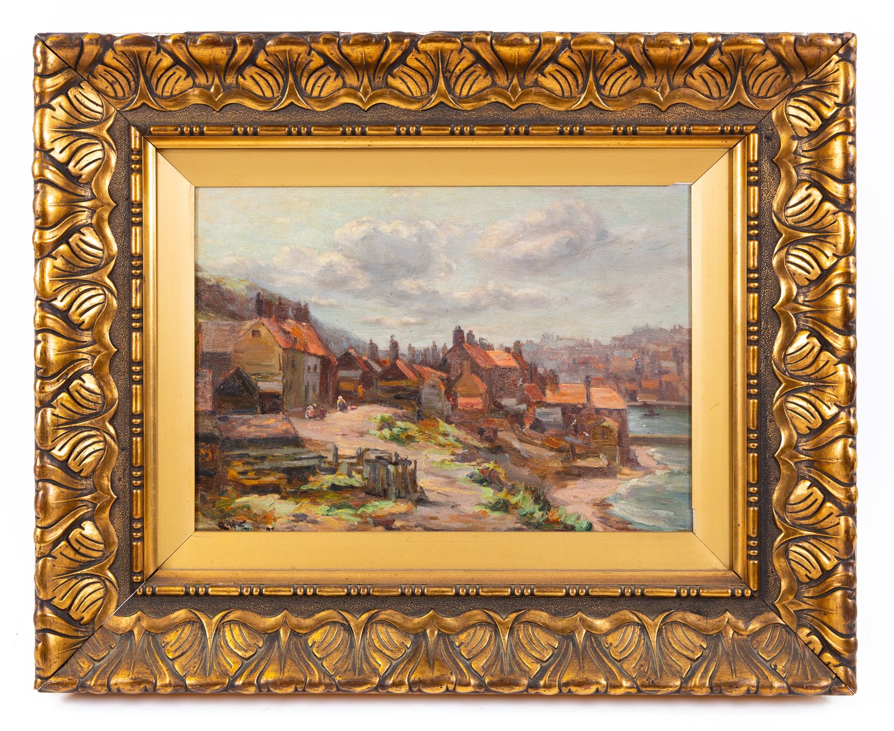 Augustus William Enness (British 1876-1948): Henrietta Street and Whitby East Cliff, oil on canvas signed with initials and dated '07, 24cm x 34cm