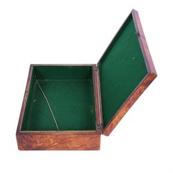 Regency blond tortoiseshell veneered box, the hinged lid with inlaid white metal and central cartouche, H7cm, L26cm