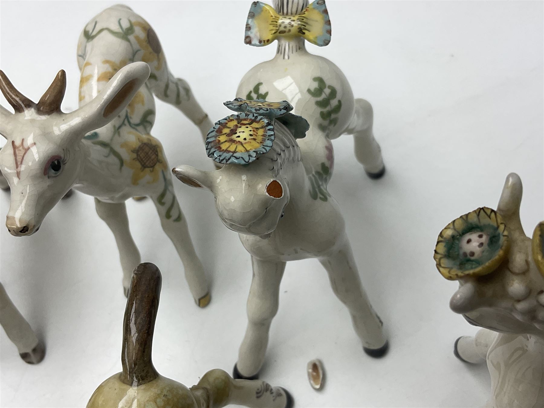 Basil Matthews figures, comprising horses, deer and fawns, all with painted mark beneath, largest H14cm