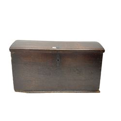 18th century oak blanket chest, hinged dome lid concealing fitted candle box 