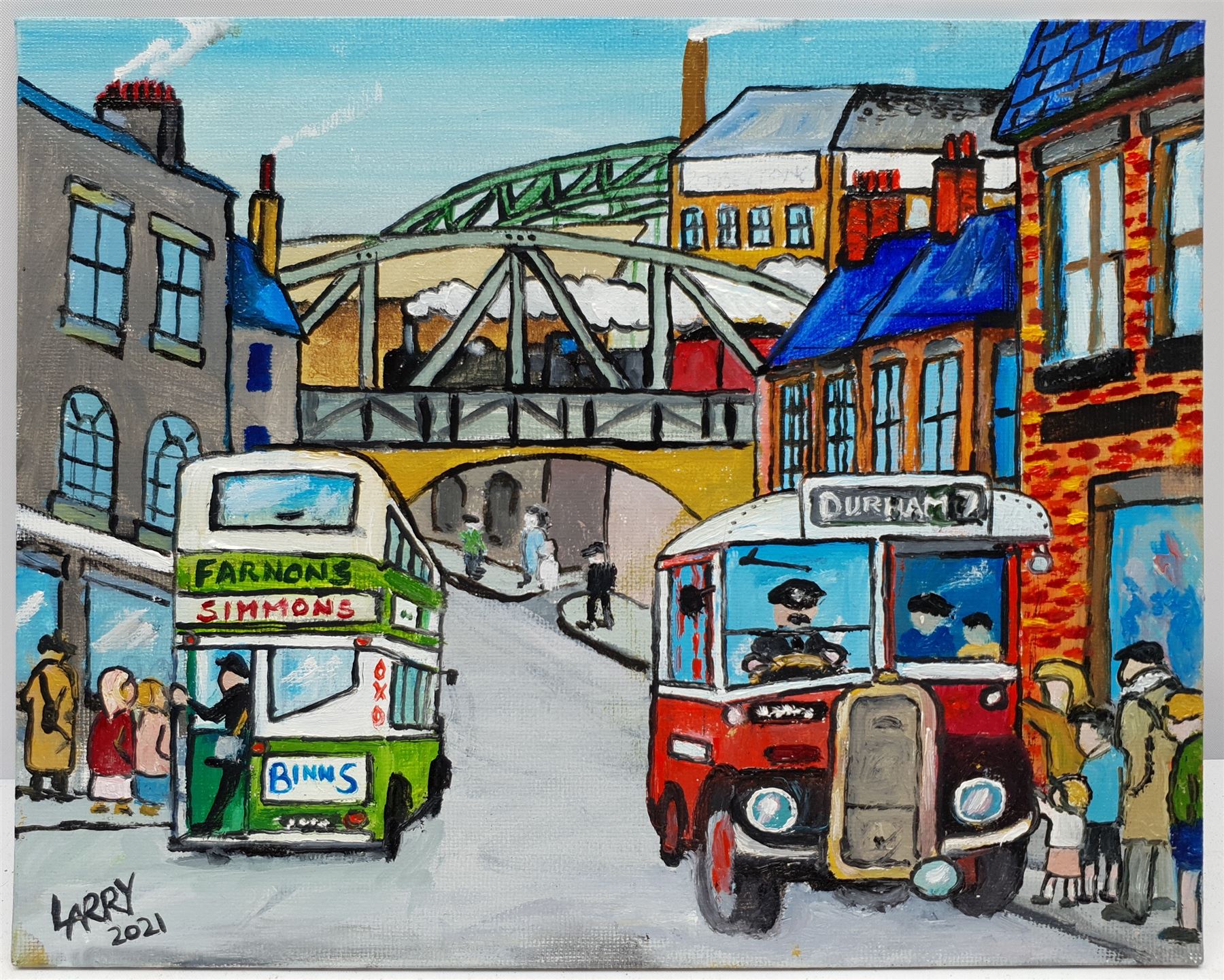 Larry Chambers (Northern British 1949-): 'Room For All', oil on board signed, titled verso 20cm x 26cm (unframed)