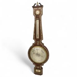 English-mid 19th Century four-glass rosewood wheel barometer c1850, with a 10
