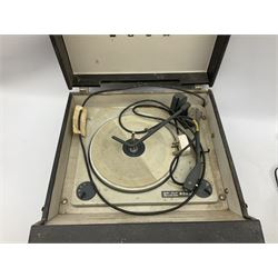 Reproduction Crosley radio record player, together with a vintage Bush table top record plater, and a quantity of vinyl records 