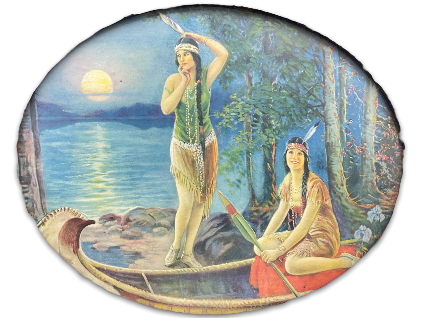 After Charles Mark Relyea (American 1863-1932): 'Absence Makes the Heart Grow Fonder, oval chromolithograph 40cm x 49cm