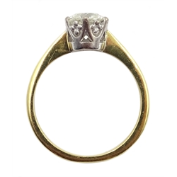  18ct gold brilliant cut diamond solitaire ring, diamond approx 1.15 carat  