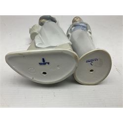 Four Lladro figures, including Girl With Cockerel no 4591, Gres Lonely no 2076 etc together with Nao figure 