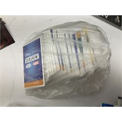 Collection of Star Trek collectors cards to include ‘Alternate Universe’ and ‘Q Continuum’ series, Star Wars cards etc housed in white album
and Harry Potter, Disney and other loose examples