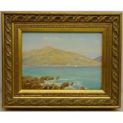  Albert Starling (British fl.1878-1922): Mediterranean Coastal scene, oil on panel signed 16cm x 23cm  