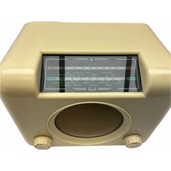 Bush Bakelite radio in cream H23cm, L39cm.  