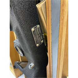 WW2 American Fairchild F-71 binocular magnifying telescope, in green painted wooden carrying box with instruction leaflet L48cm; WW2 Air Ministry Astro Compass Mk.II Ref. 6A/1174(0); Zenith Projection & Camera Lucida Attachment RA-6, boxed with instructions and 1977 purchase invoice; two cased sets of drawing instruments; and a boxed Faber slide rule (6)