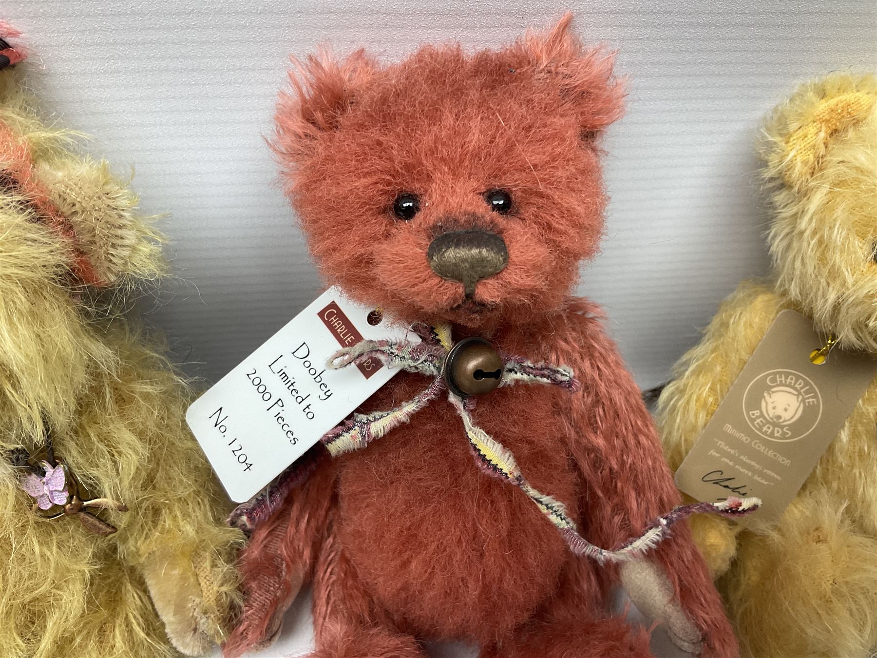 Four limited edition Charlie Bears, comprising Dinky 550/2000, Doobey 1204/2000, Pina 1167/2000, and Mildred 247/600, each designed by Isabelle Lee, from the Minimo Collection, all with tags 