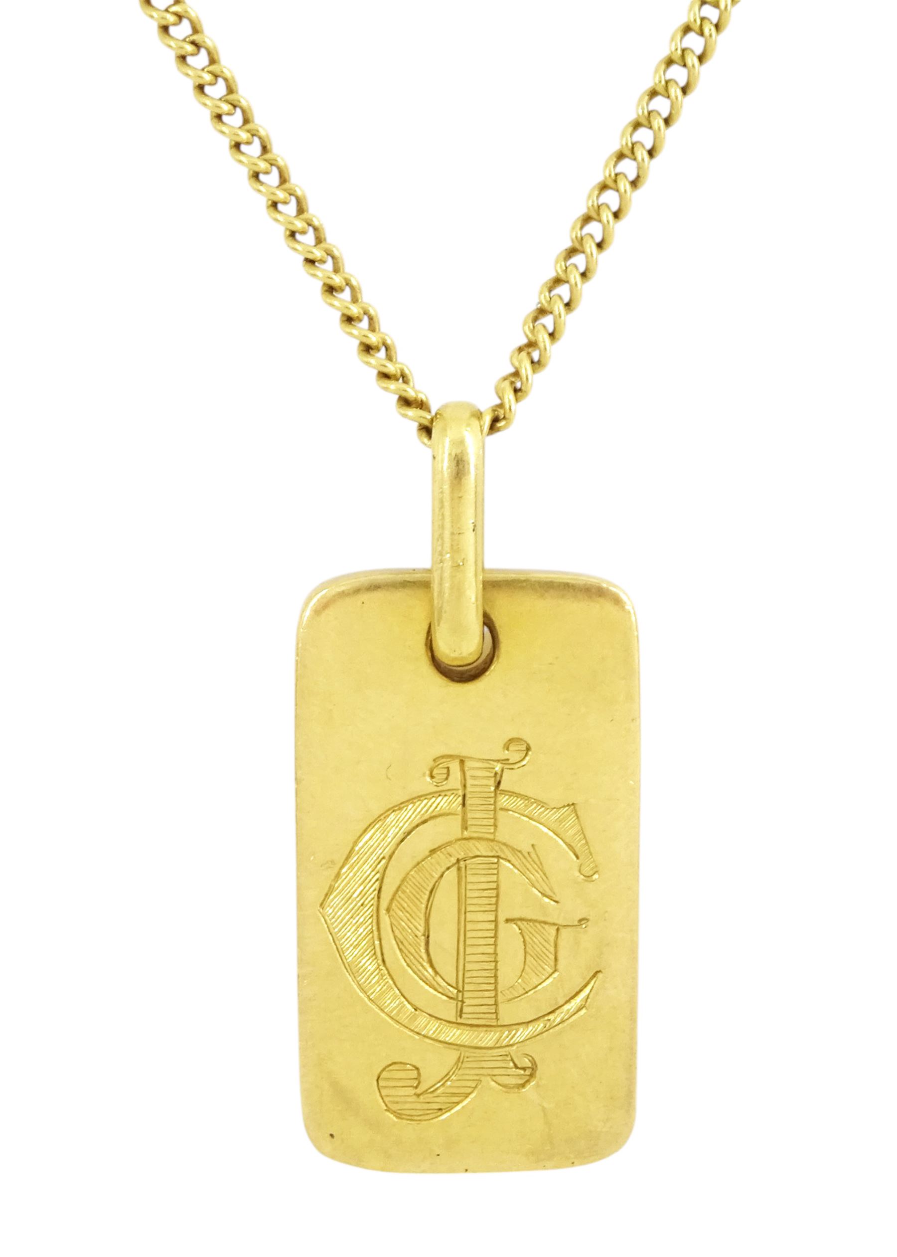 18ct gold ingot pendant necklace, Sheffield 2000
