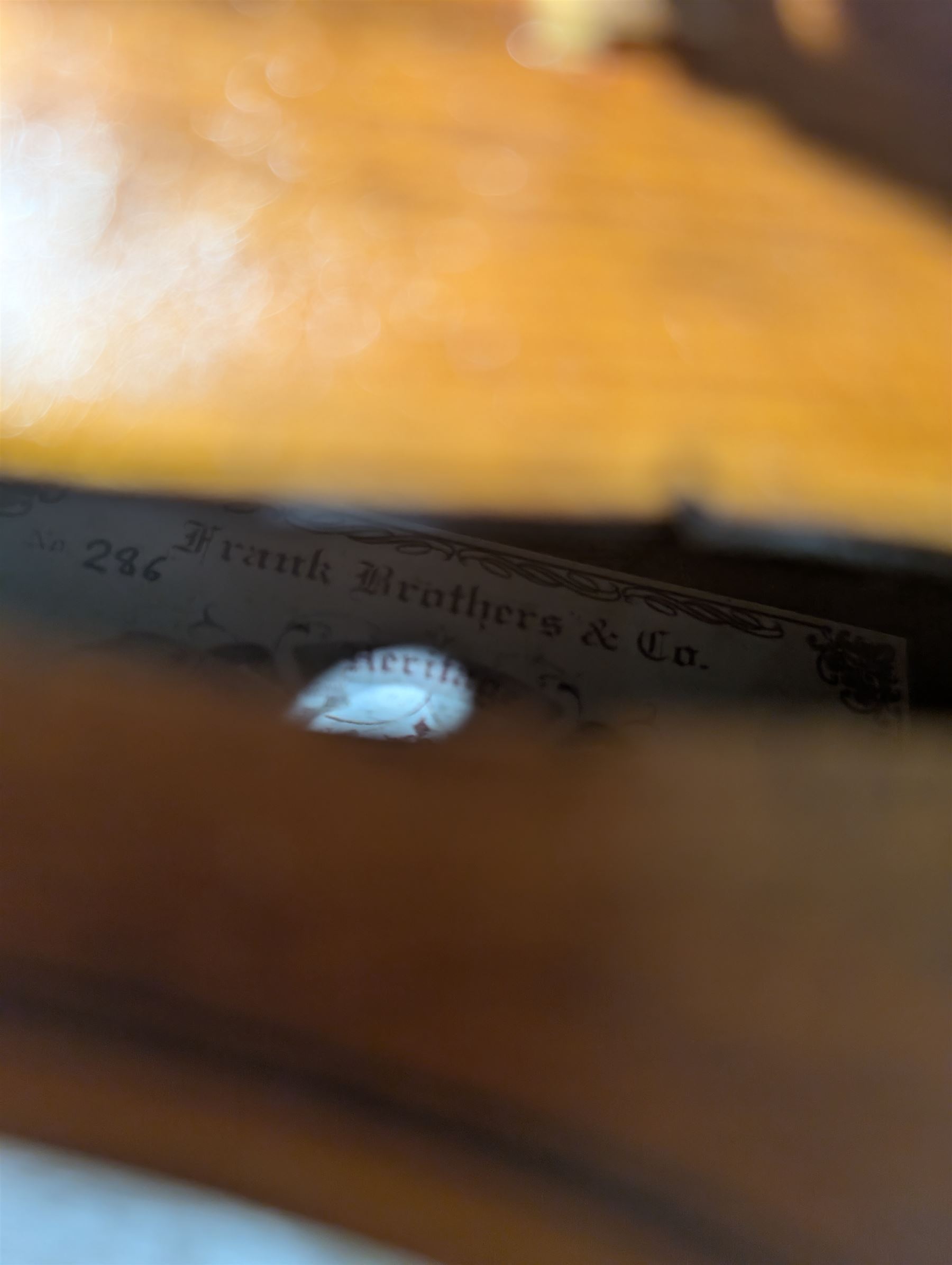 Full size-French 20th century violin, light maple case with chin rest and ebonised tuning pegs and fittings, baize lined hard case, no bow.