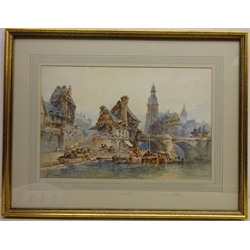  Paul Marny (French/British 1829-1914): Continental City  Waterfront, watercolour signed 30cm x 45cm  