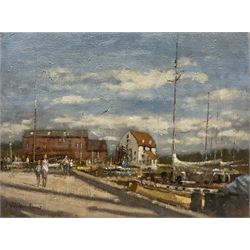 William Burns (British 1923-2010): 'Woodbridge Suffolk - The Quay', oil on canvas signed, titled verso 30cm x 41cm (unframed) 
Provenance: direct from the artist's family
