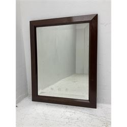 Railway interest - rectangular wall mirror with mahogany frame, the bevelled glass panel  frosted with N.B.R. initials 59 x 46.5cm overall