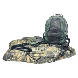 Stealth gear camouflage chair and cover, together with Lowepro backpack 