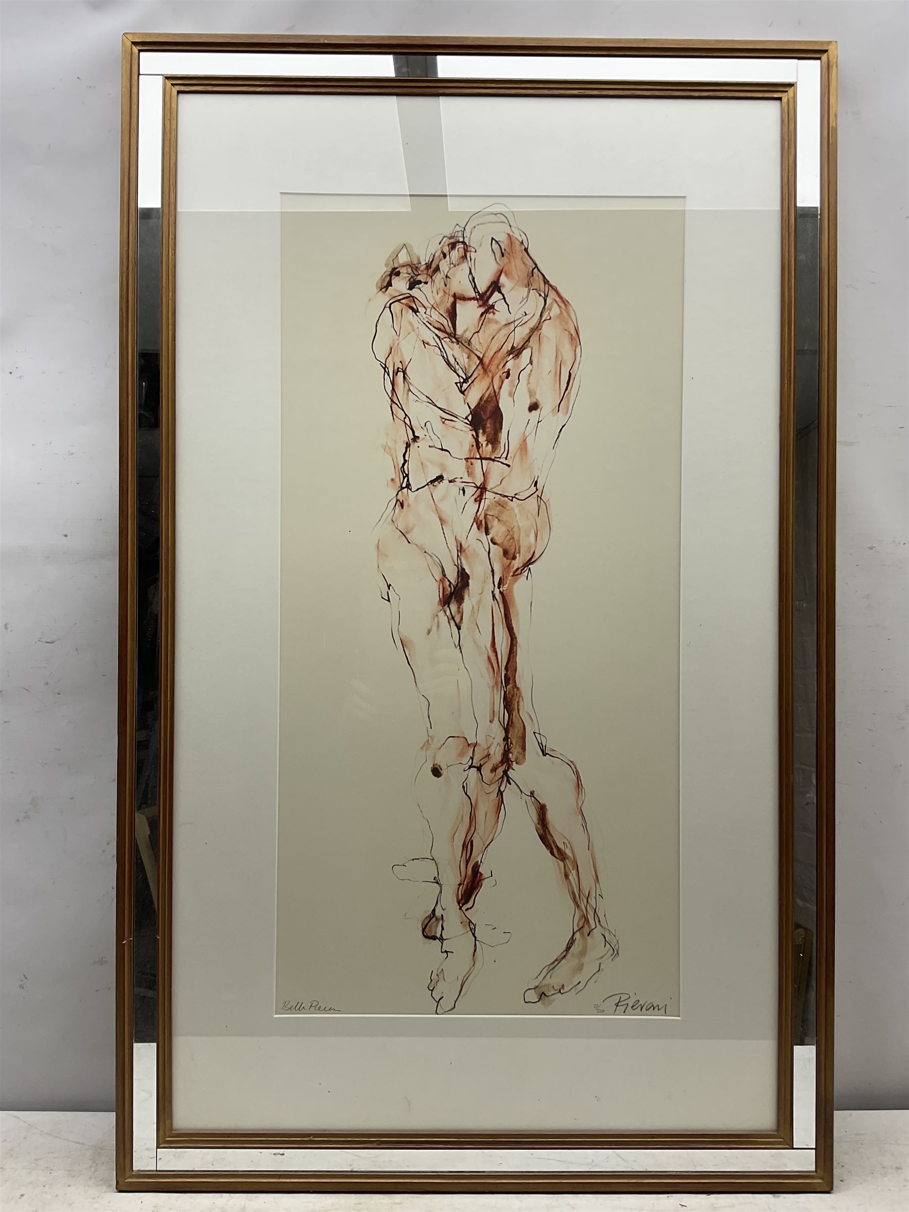 After Bella Pieroni (British 1941-): Embracing Figures, limited edition giclee print signed and numbered 27/250 in pencil 79cm x 39cm