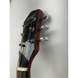 Harmony Model H6360 acoustic guitar in mahogany with spruce top, L103cm overall; and 1970s B&M (Barnes & Mullins) Concert Grande acoustic guitar, L101.5cm overall; each in hard carrying case (2)