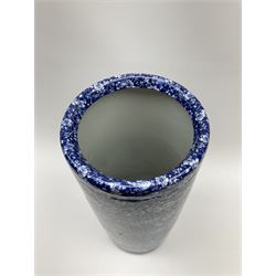 Ceramic stick stand with prunus blossom design in blue and white, H44cm.