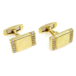  Pair of 18ct gold diamond cufflinks, hallmarked  