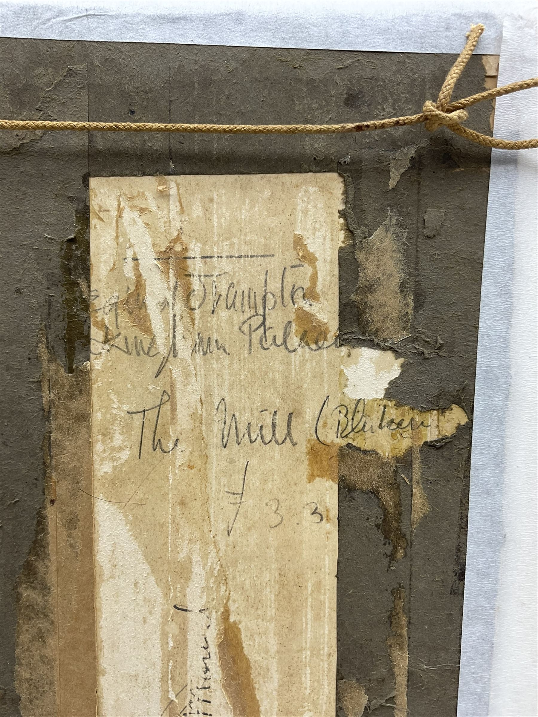 Edward Reginald Frampton (British 1870-1923): ‘The Mill’, watercolour signed and dated 1900, titled verso 27cm x 14cm