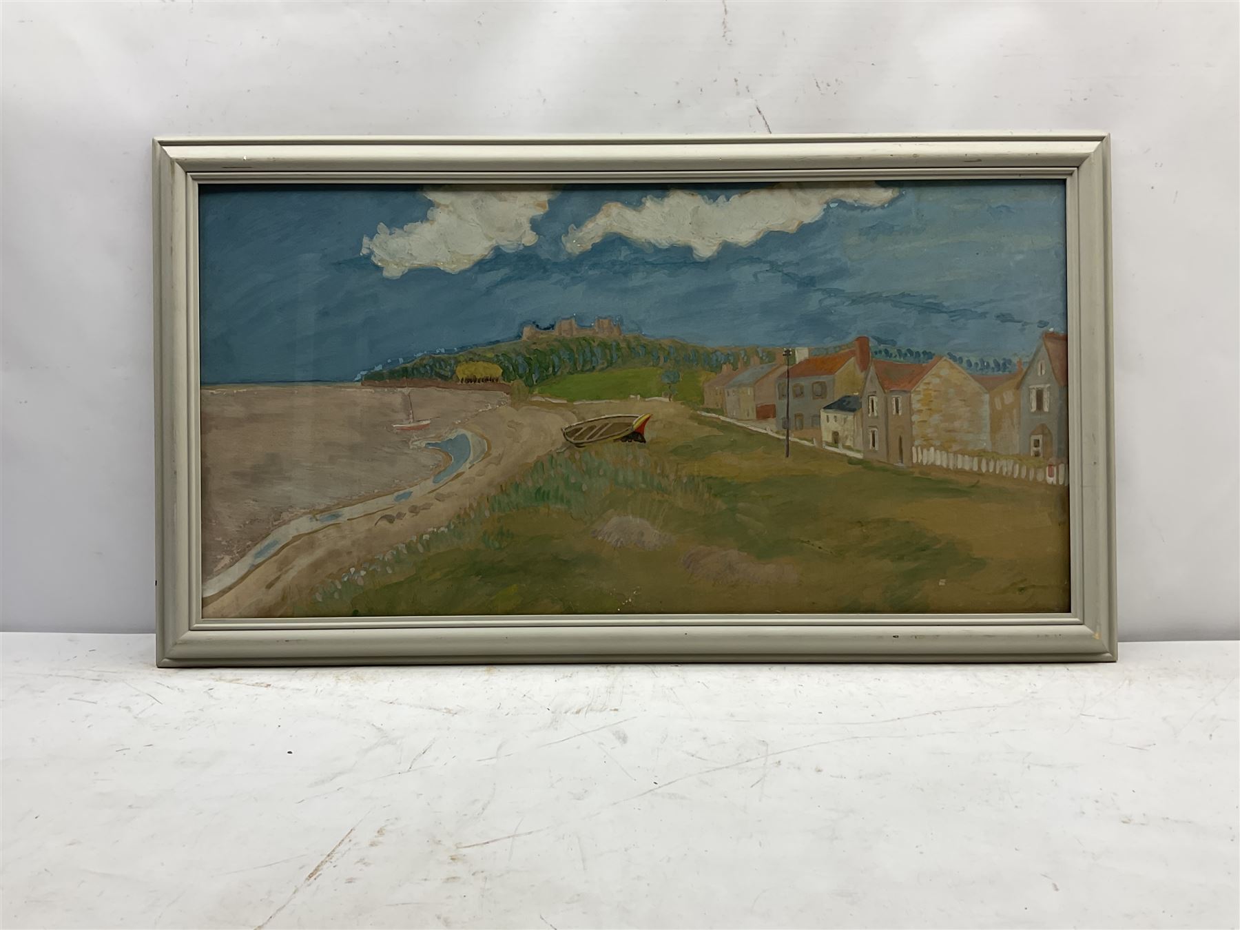 Enslin Hercules Du Plessis (South African 1894-1978): 'Llansteffan Castle' South Wales, watercolour and gouache unsigned, inscribed and titled verso 39cm x 79cm
Provenance: formally the property of Shell-Mex and BP Ltd, labelled verso
Notes: Enslin Du Plessis was born in Standerton, Transvaal. He became a journalist in the years before the first world war. Du Plessis settled in London in 1922. He began painting seriously in 1928, but never received formal training. He became a well known painter in London, and exhibited with the New Group on occasional visits to South Africa after 1938. Enslin Du Plessis was awarded the SA Academy medal of honour for painting in 1972.
