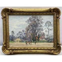 Algernon Mayow Talmage (1871-1939): Horses Ploughing, oil sketch on board signed 16cm x 23cm