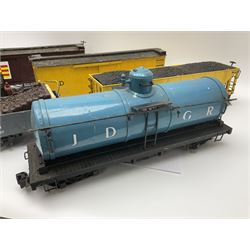 Six G scale, gauge 01 rolling stock wagons, to include tank waggon, coal waggons etc 