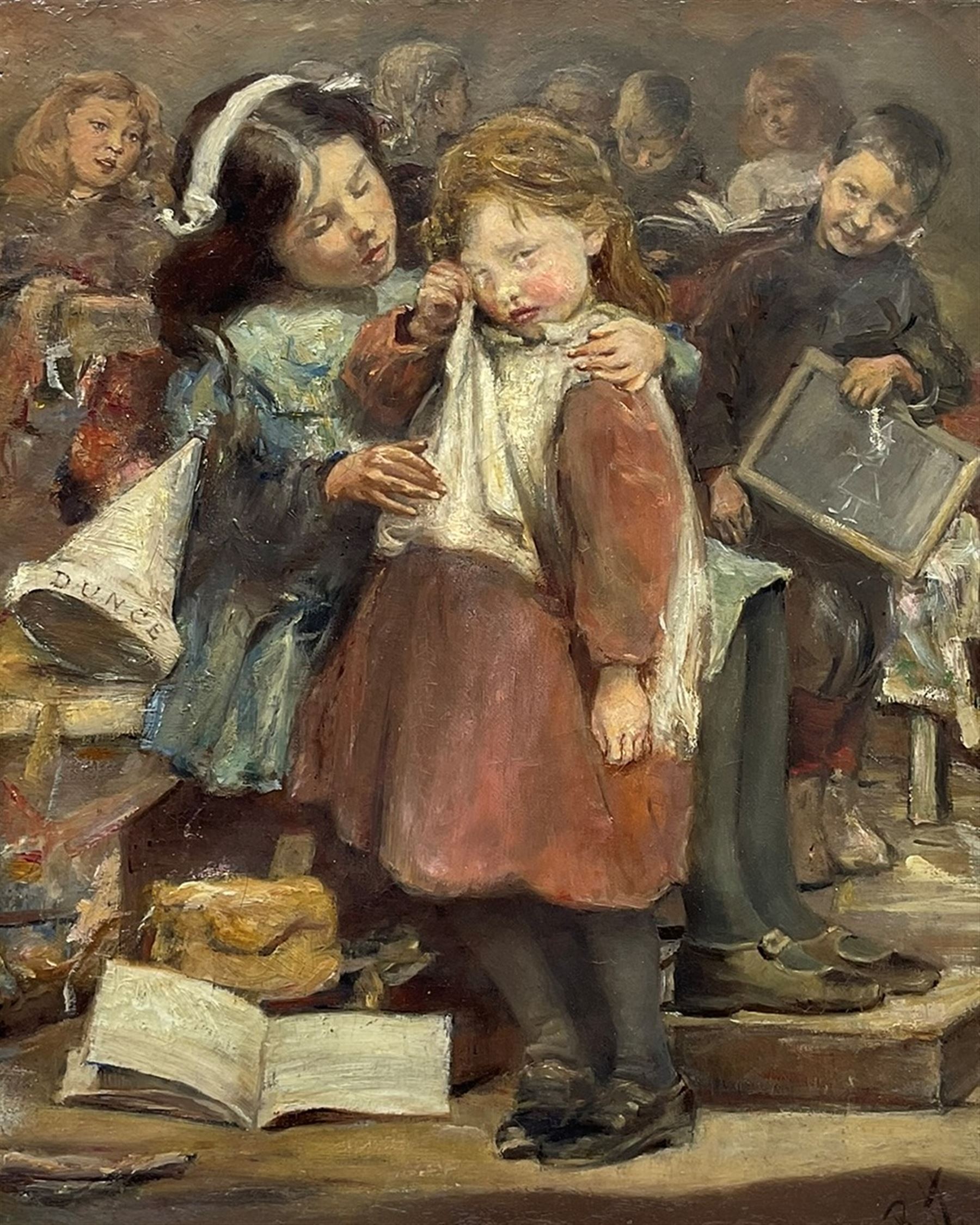 Ralph Hedley (Staithes Group 1851-1913): The School Room, oil on canvas signed with initials 37cm x 29cm