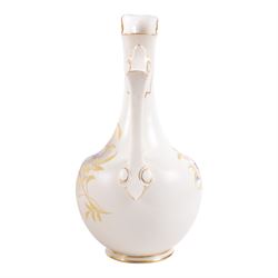 Royal Worcester blush ivory pitcher ewer jug, decorated with wisteria, puce mark to base and numbered RN13580 and 1028