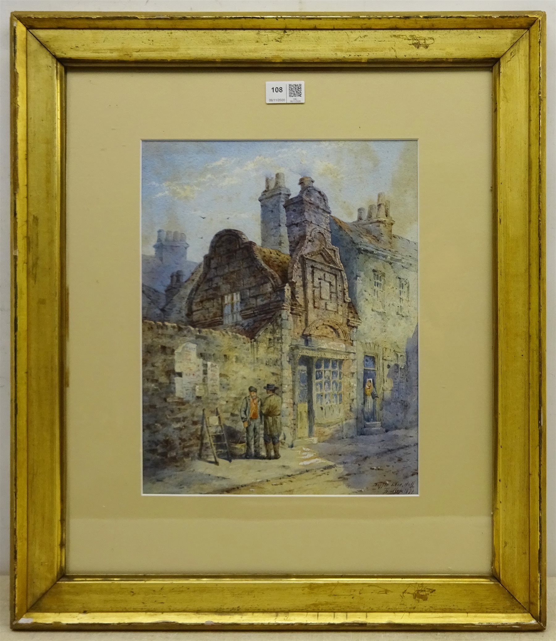 Thomas 'Tom' Dudley (British 1857-1935): 'Dagger Lane Hull' depicting the oldest house in Hull, watercolour signed titled and dated 1880, 35cm x 27cm
Provenance: private collection formally in the Reckitt Family collection  